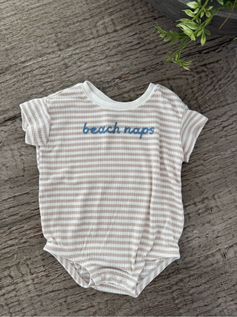 Cloud Island Beach Naps size 0-3 months tan & white